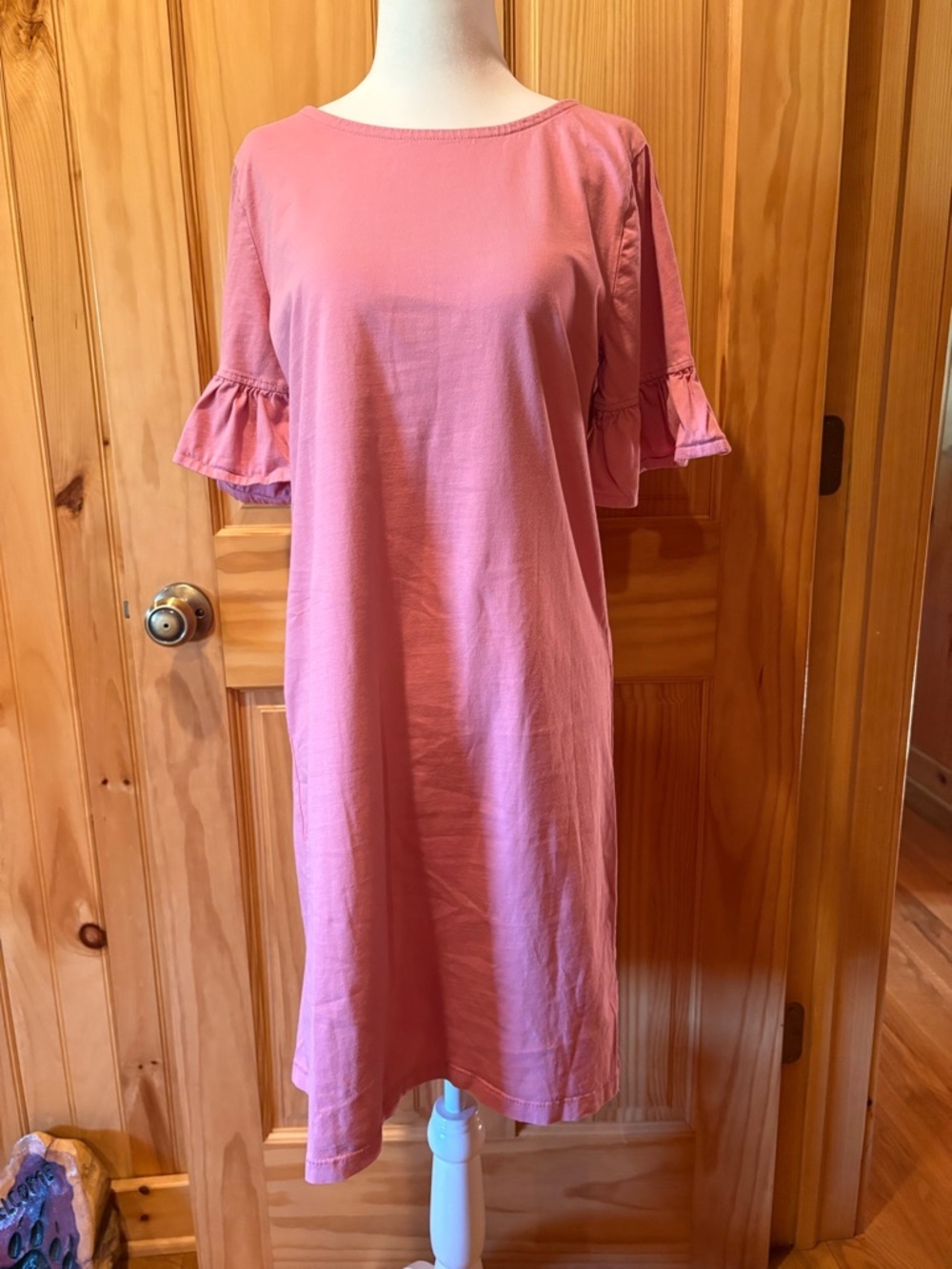 J. Crew Ruffle Sleeve Pink T-Shirt Knee Length Dress women’s M